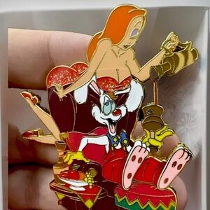 Jessica Rabbit Pin With Roger Rabbit Pouring Wine Fantasy LE 100 Pin Jumbo